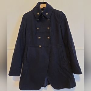 DKNY Double-Breasted Wool Petticoat - Navy - Size 4